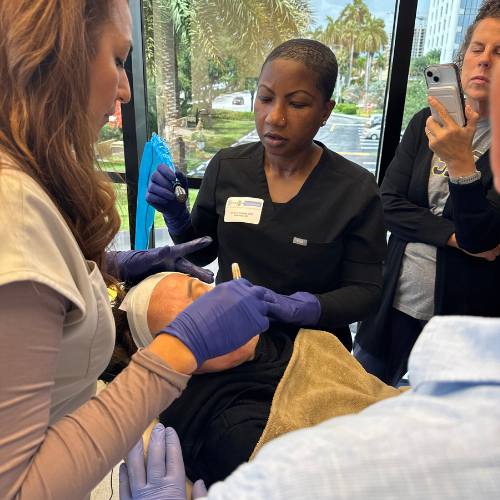 Microneedling on model patient